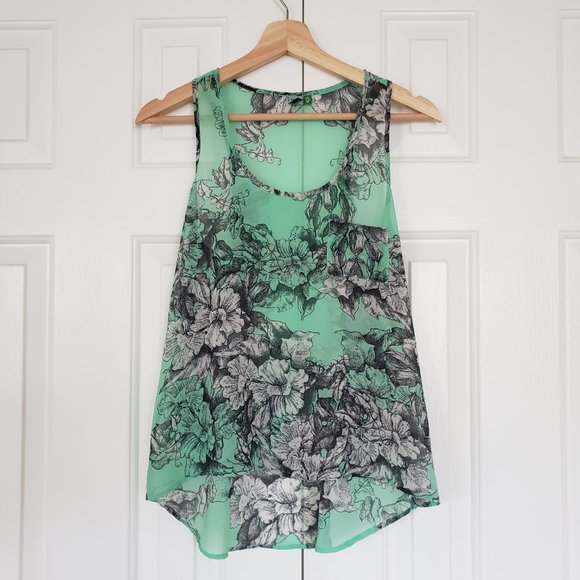 FARM RIO Sheer Cami - Rare print high-low racerback cami tank Size S - Picture 8 of 9